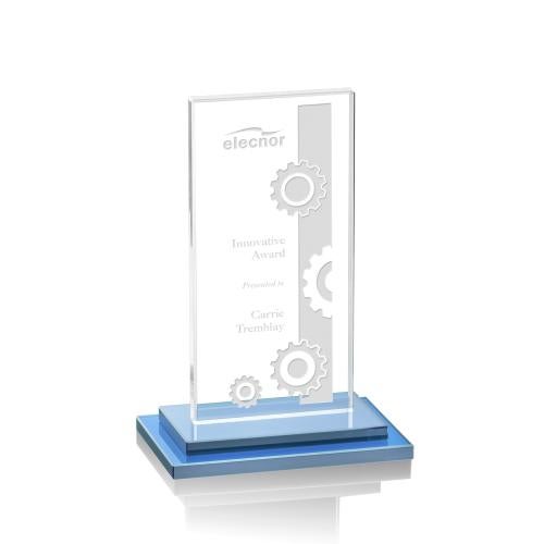 Awards and Plaques - Crystal Trophies - Carlton Sky Blue Rectangle Crystal Trophy