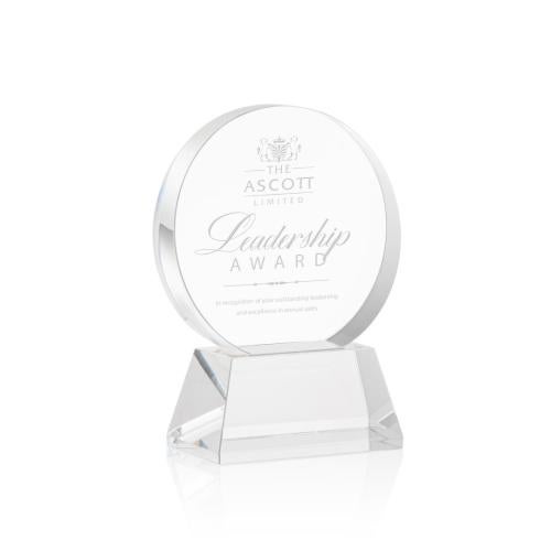 Awards and Plaques - Crystal Trophies - McCarty on Base Clear Circle Crystal Trophy