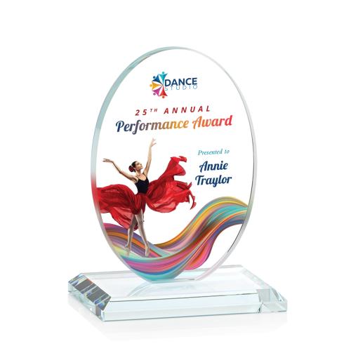 Awards and Plaques - Crystal Trophies - Woods (Vert) Full Color Clear Circle Crystal Trophy