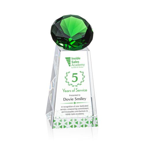 Awards and Plaques - Crystal Trophies - Tall Full Color Emerald Crystal Trophy