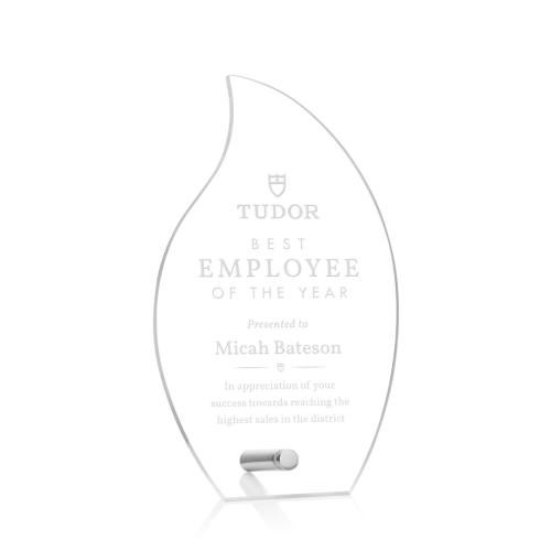 Awards and Plaques - Acrylic Trophies - Jewell Silver Flame Acrylic Trophy