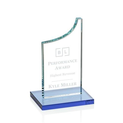 Awards and Plaques - Crystal Trophies - Henson Sky Blue Peaks Crystal Trophy