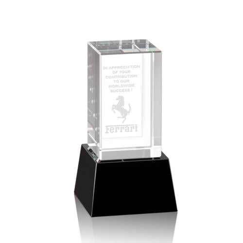 Awards and Plaques - Crystal Trophies - Small on Base Black Towers Crystal Trophy