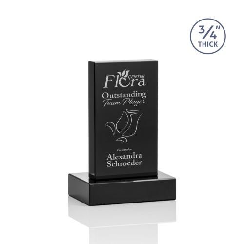 Awards and Plaques - Crystal Trophies - Cartwright Black Rectangle Crystal Trophy