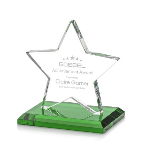 Awards and Plaques - Crystal Trophies - Gamboa Star Green Crystal Trophy