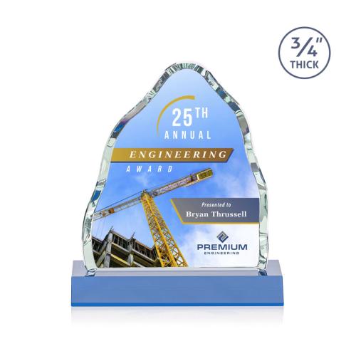 Awards and Plaques - Crystal Trophies - Hobbs Full Color Sky Blue Crystal Trophy