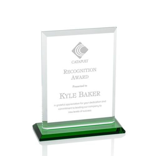 Awards and Plaques - Crystal Trophies - Villa Green Rectangle Crystal Trophy