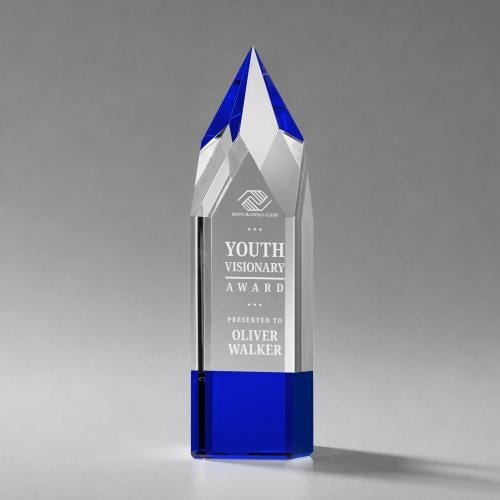 Awards and Plaques - Crystal Trophies - Turret Blue Towers Crystal Trophy