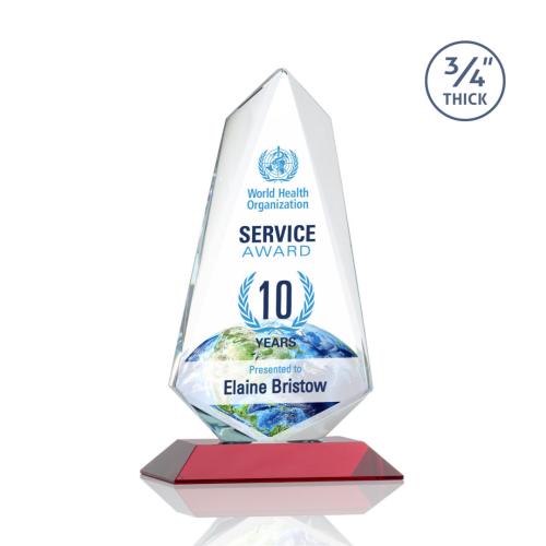 Awards and Plaques - Crystal Trophies - McMullen Full Color Red Unique Crystal Trophy