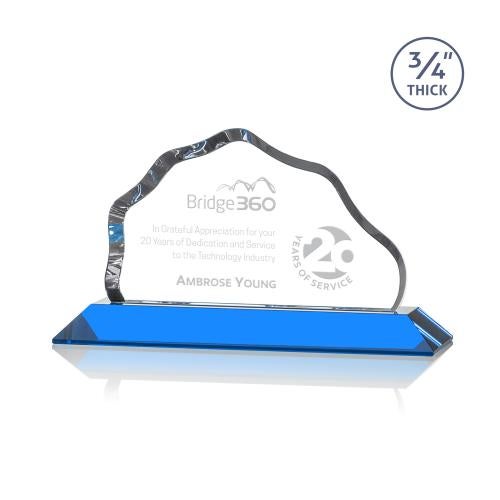 Awards and Plaques - Crystal Trophies - Hagen Sky Blue Crystal Trophy