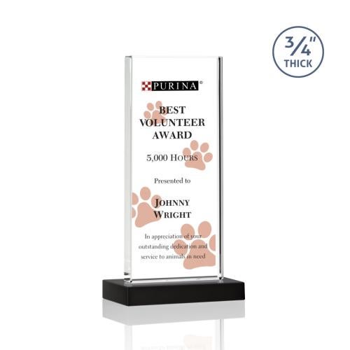 Awards and Plaques - Crystal Trophies - Prieto Full Color Black Rectangle Crystal Trophy