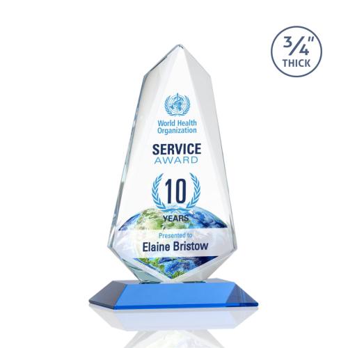 Awards and Plaques - Crystal Trophies - McMullen Full Color Sky Blue Unique Crystal Trophy