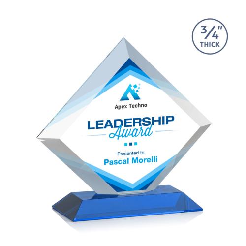Awards and Plaques - Crystal Trophies - Carlson Full Color Sky Blue Crystal Trophy
