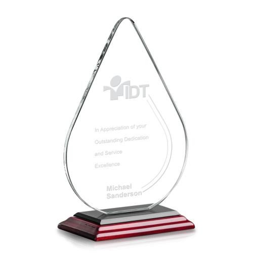 Awards and Plaques - Crystal Trophies - Moyer Rosewood Tear Drop Crystal Trophy