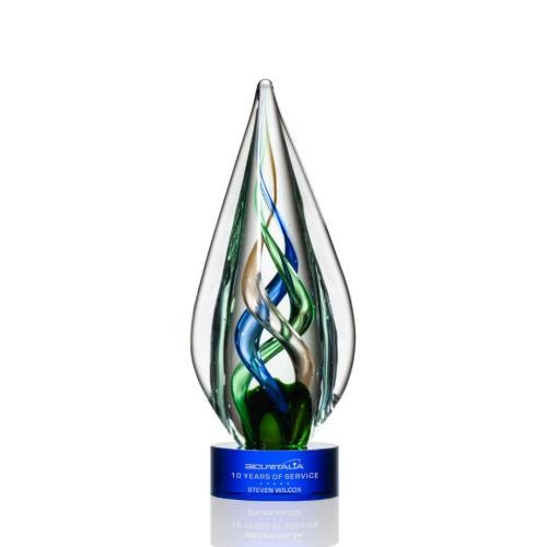 Awards and Plaques - Glass Trophies - Art Glass Trophies - Nieto Blue Glass Trophy