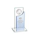 Castle Globe Sky Blue Rectangle Crystal Trophy
