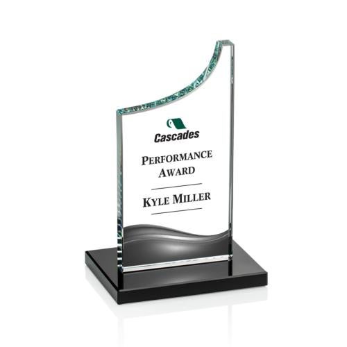 Awards and Plaques - Crystal Trophies - Henson Full Color Black Peaks Crystal Trophy