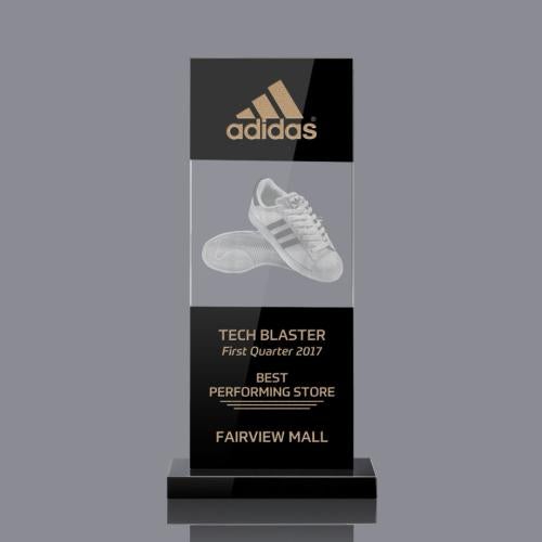 Awards and Plaques - Crystal Trophies - Berry 3D Black Rectangle Crystal Trophy