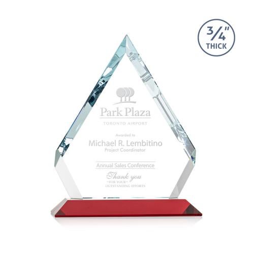 Awards and Plaques - Crystal Trophies - Apex Red Crystal Trophy