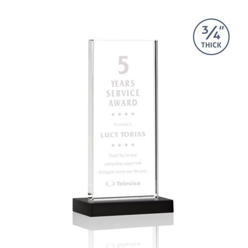 Awards and Plaques - Crystal Trophies - Prieto Black Rectangle Crystal Trophy