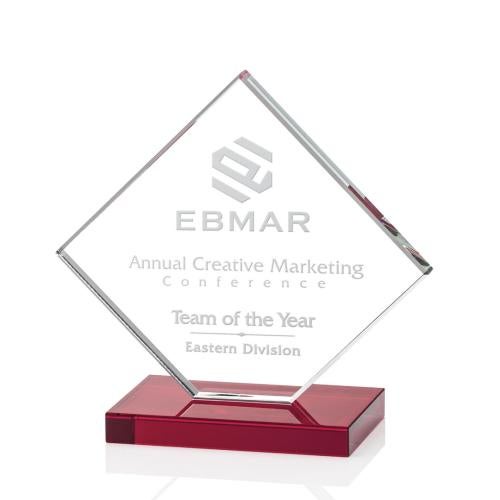 Awards and Plaques - Crystal Trophies - Argueta Red Crystal Trophy