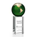 Caballero Green/Gold Globe Crystal Trophy