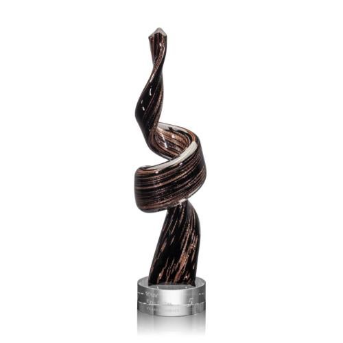Awards and Plaques - Glass Trophies - Art Glass Trophies - Inman Clear Base Unique Glass Trophy
