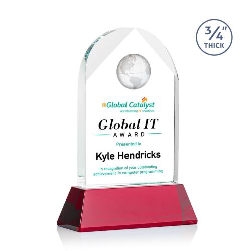 Awards and Plaques - Crystal Trophies - Cortez Full Color on Helton Red Globe Crystal Trophy