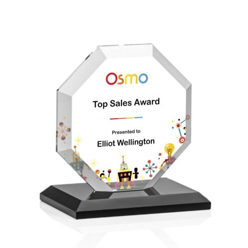 Awards and Plaques - Crystal Trophies - Elder Full Color Black Polygon Crystal Trophy