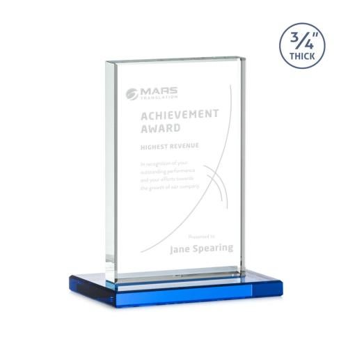 Awards and Plaques - Crystal Trophies - Mohamed Sky Blue Rectangle Crystal Trophy
