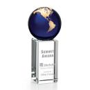 Caballero Blue/Gold Globe Crystal Trophy