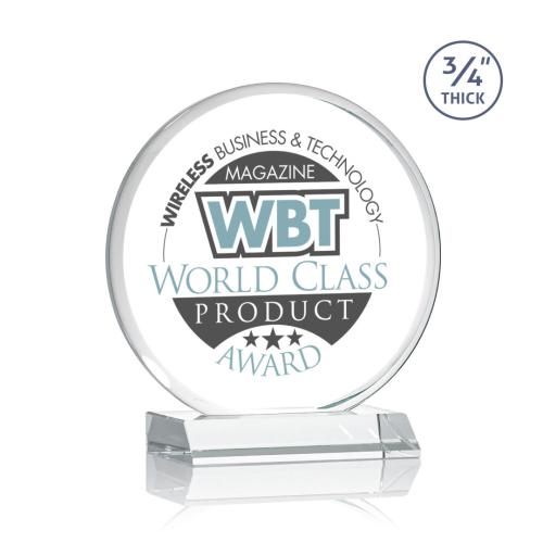 Awards and Plaques - Custom Trophies - Juarez Full Color Clear Circle Crystal Trophy