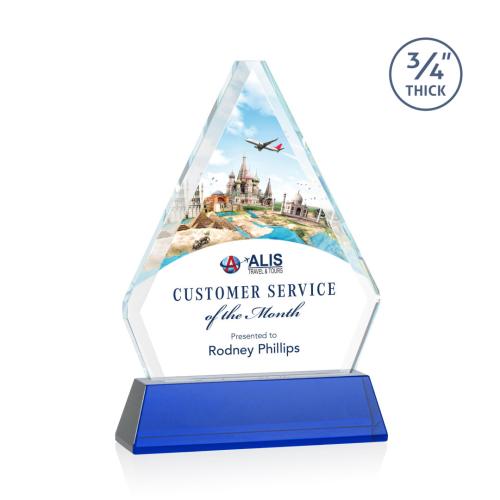 Awards and Plaques - Crystal Trophies - Mayer Full Color on Helton Blue Crystal Trophy