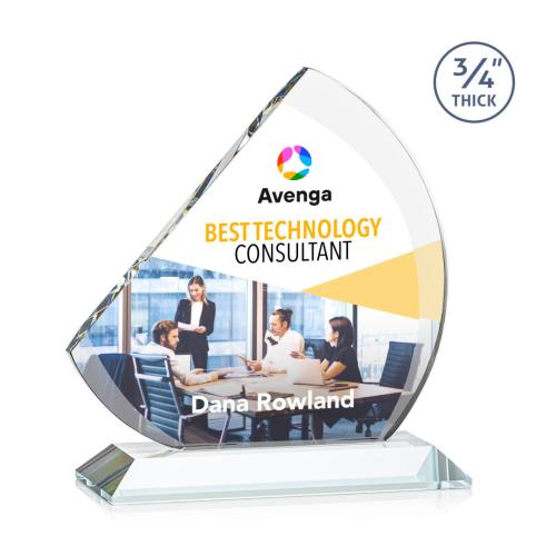 Awards and Plaques - Crystal Trophies - Yanez Full Color Clear Peaks Crystal Trophy