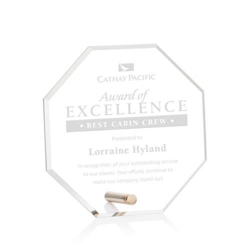 Awards and Plaques - Acrylic Trophies - Jewell Octagon Gold Polygon Acrylic Trophy