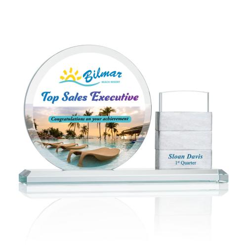 Awards and Plaques - Crystal Trophies - Salazar Perpetual Full Color Circle Crystal Trophy
