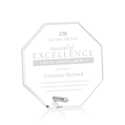 Awards and Plaques - Acrylic Trophies - Jewell Octagon Silver Polygon Acrylic Trophy