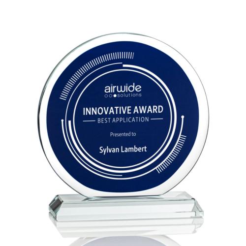 Awards and Plaques - Crystal Trophies - Jamison Blue Circle Crystal Trophy