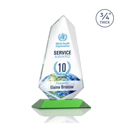 Awards and Plaques - Crystal Trophies - McMullen Full Color Green Crystal Trophy