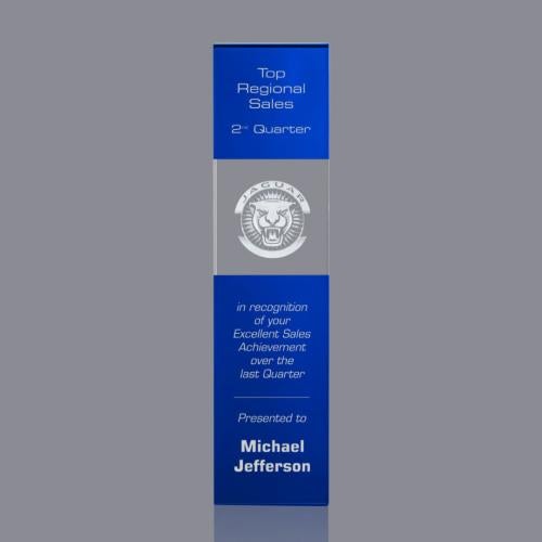 Awards and Plaques - Crystal Trophies - Price Tower 3D Blue Towers Crystal Trophy