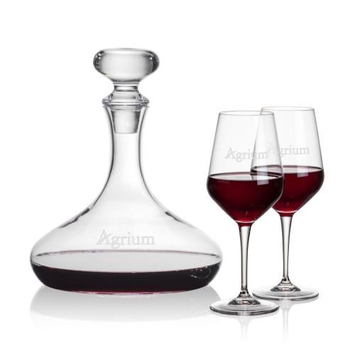 Custom Barware Glasses - Carafes - Linares Decanter & Nixon Wine