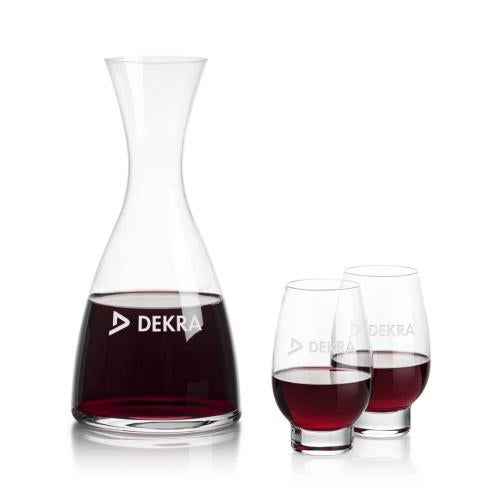 Custom Barware Glasses - Carafes - Daugherty Carafe & Hayden Footed Wine