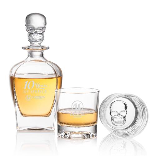Custom Barware Glasses - Decanters - Bruce Skull Decanter Set