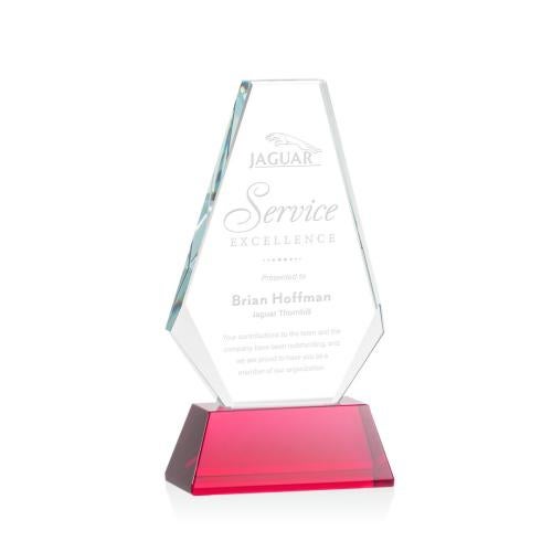 Awards and Plaques - Crystal Trophies - Mcleod on Helton Base Red Polygon Crystal Trophy