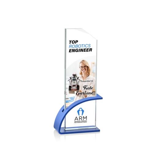 Awards and Plaques - Crystal Trophies - Alvarado Full Color Blue Rectangle Crystal Trophy