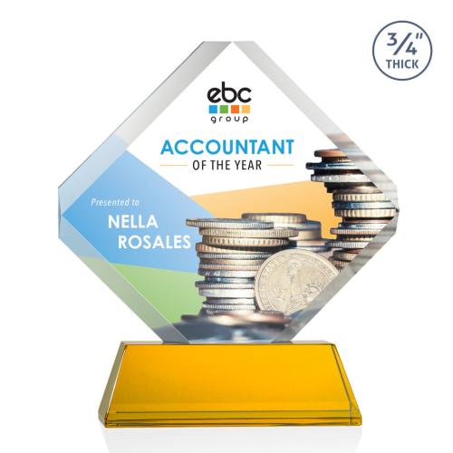 Awards and Plaques - Crystal Trophies - Jacobsen on Helton Full Color Amber Crystal Trophy