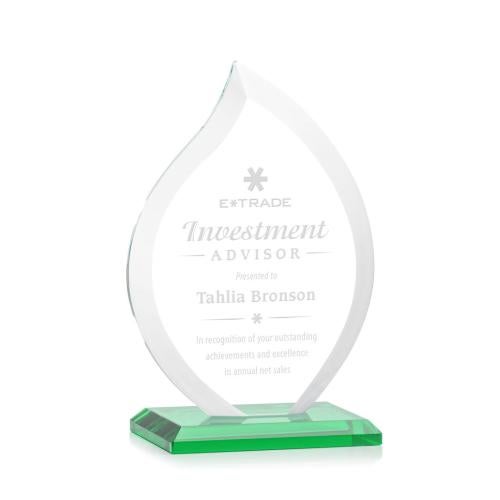 Awards and Plaques - Crystal Trophies - Tomlinson Green Flame Crystal Trophy