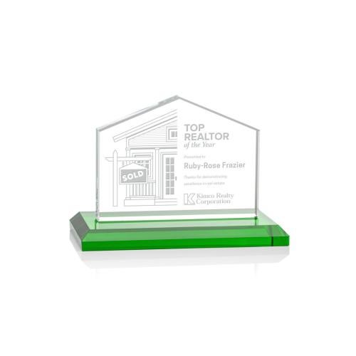Awards and Plaques - Crystal Trophies - House Green Peaks Crystal Trophy