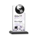 Myers Full Color Black/Silver Globe Crystal Trophy