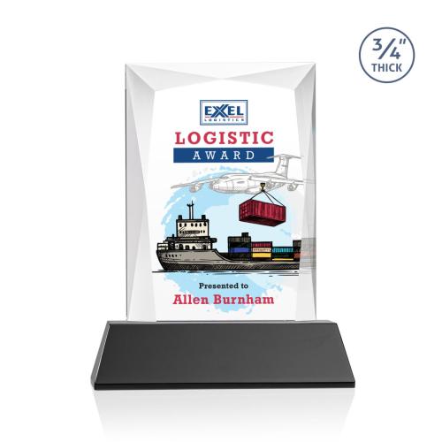 Awards and Plaques - Crystal Trophies - Cassidy Full Coloron Helton Base Black Rectangle Crystal Trophy